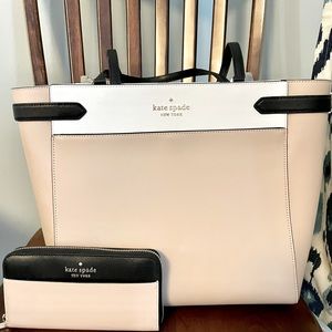 Kate Spade Staci Colorblock 15” laptop tote & matching zip-around wallet